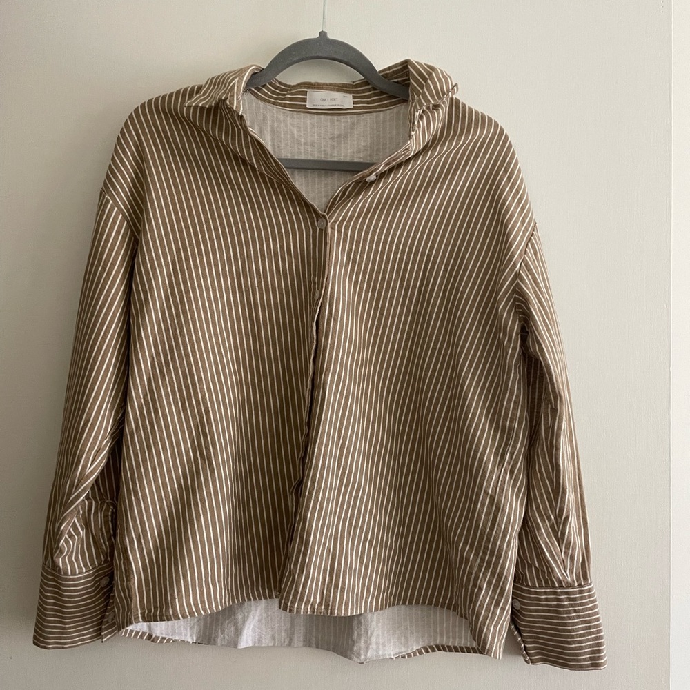 Oak + Fort striped button down shirt, 100% cotton